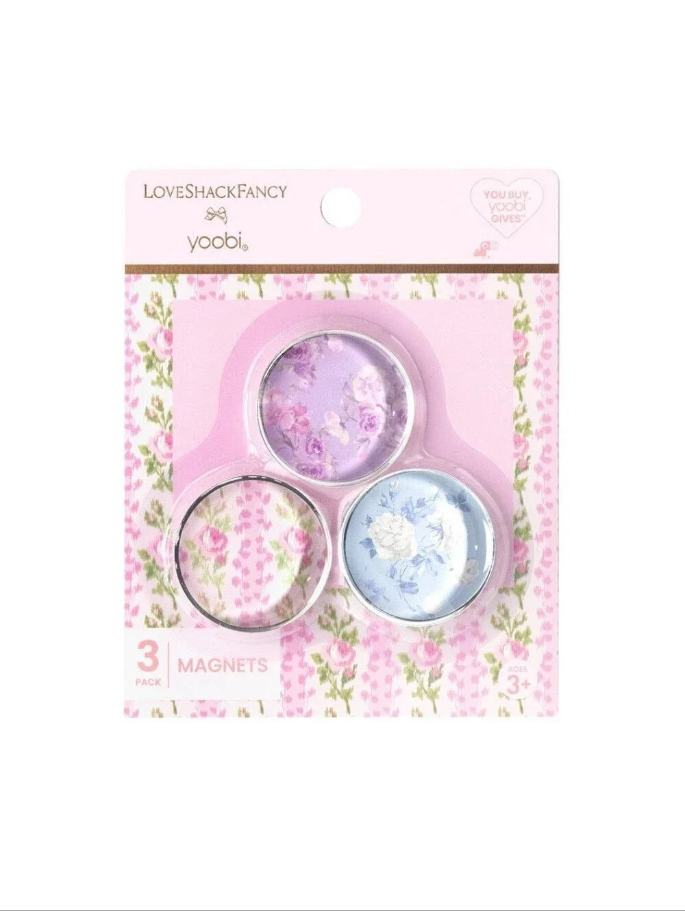 LoveShackFancy Floral Round Magnet Set - Pink, Lavender, Blue